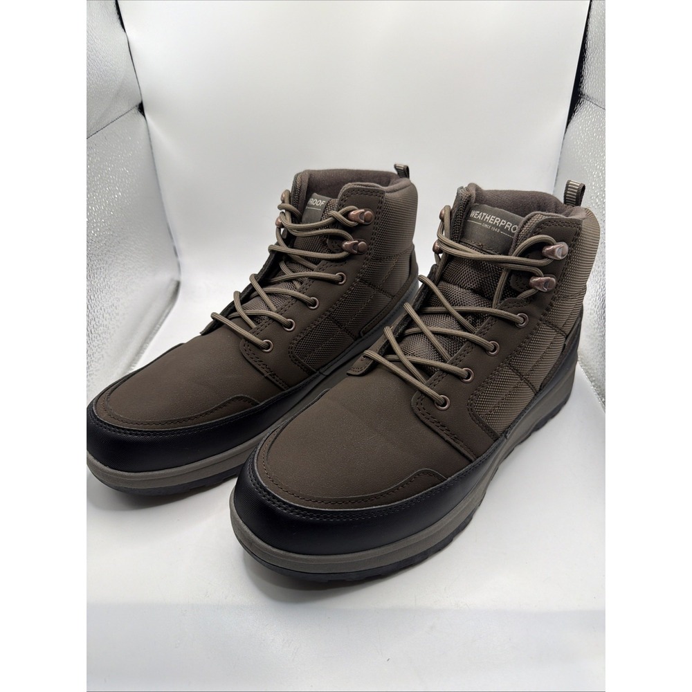 Weatherproof Jenkins Snow Boots Men's Brown Lace Up Lightweight Comfort Size 11.